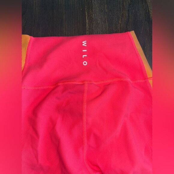 NWT Wilo The Label Bright Pink and Orange Ribbed Workout Pants Leggings XS F16 - Picture 4 of 5